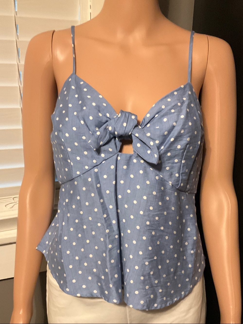 Polka Dot Tie-Front Blue Cami